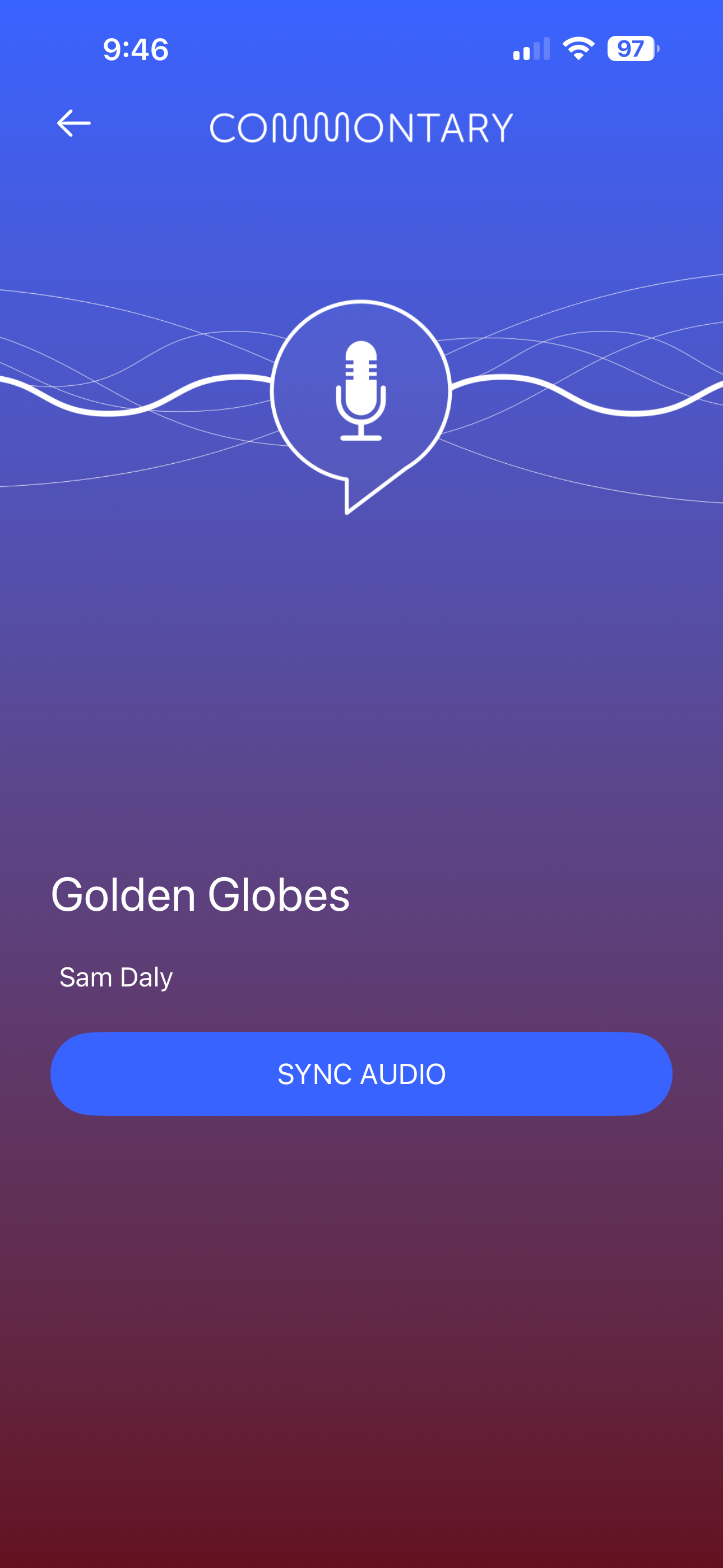 Screenshot of the Commontary App's Recording Screen