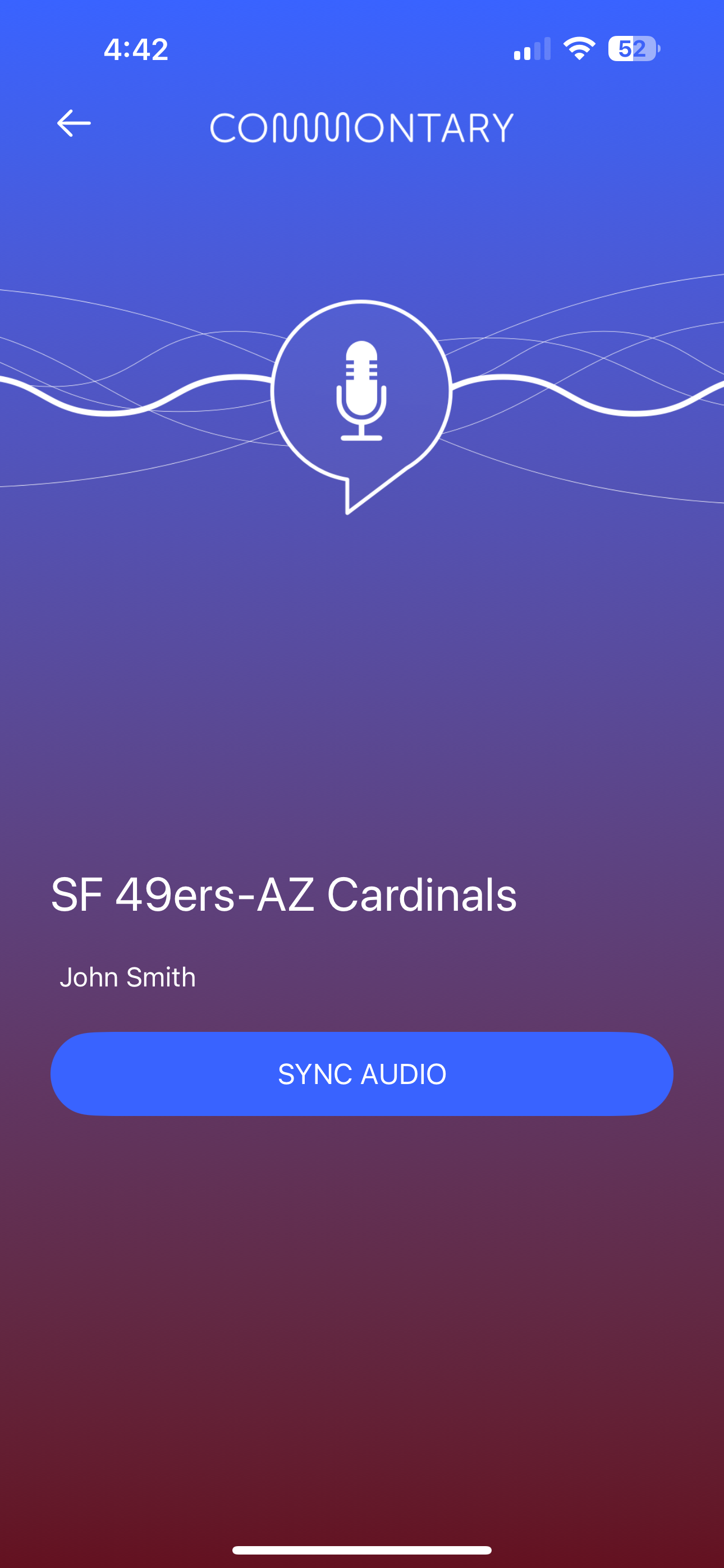 Screenshot of the Commontary App