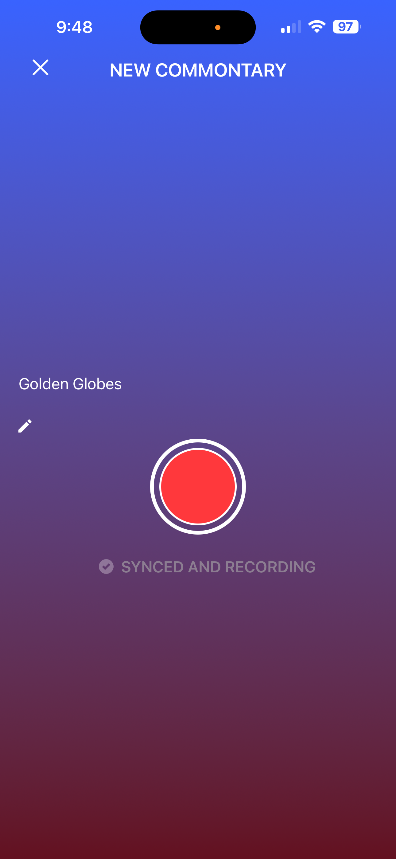 Recording an alternate commentary feed in the COMMONTARY app